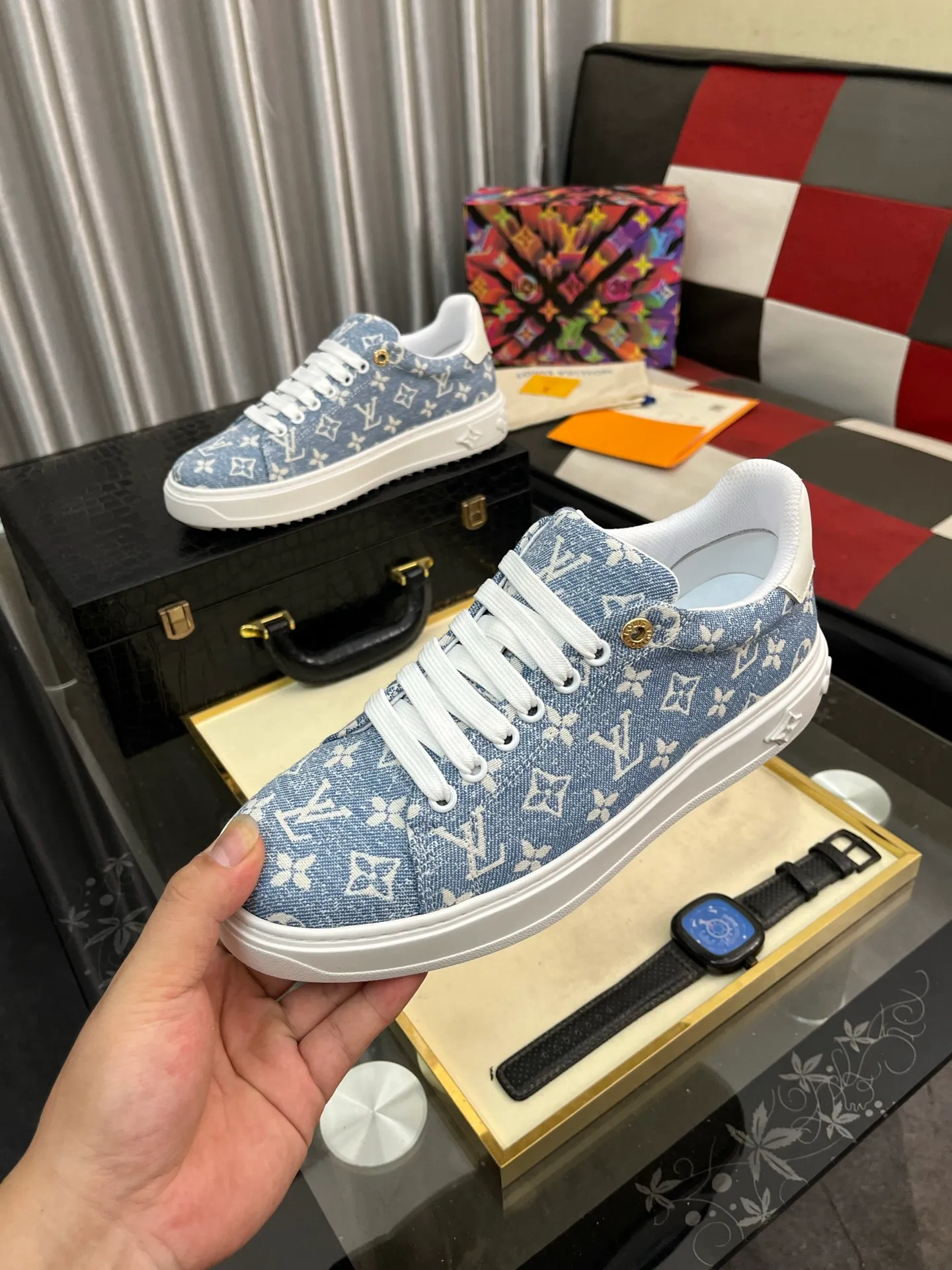 Men's shoes 💰540⌚️⌚️[Louis Vuitton LV] Dad shoes are popular casual sports shoes with outsole, breathable and comfortable, easy to walk, trendy men's versatile fly woven epoxy matching ➕leather lining➕Gucci's popular original outsole, sports and running style, super comfortable. Size 38-445️⃣Colors available